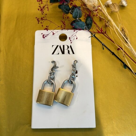 ZARA Padlock Earrings NWT Gold and Silver tone ✨✨🔥🔥 - Picture 4 of 6